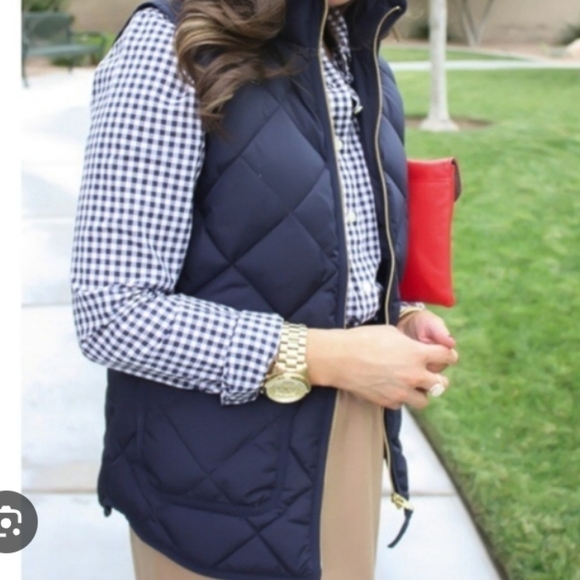 JCrew quilted puffer mercantile vest full zip front pockets navy blue M - Picture 3 of 11